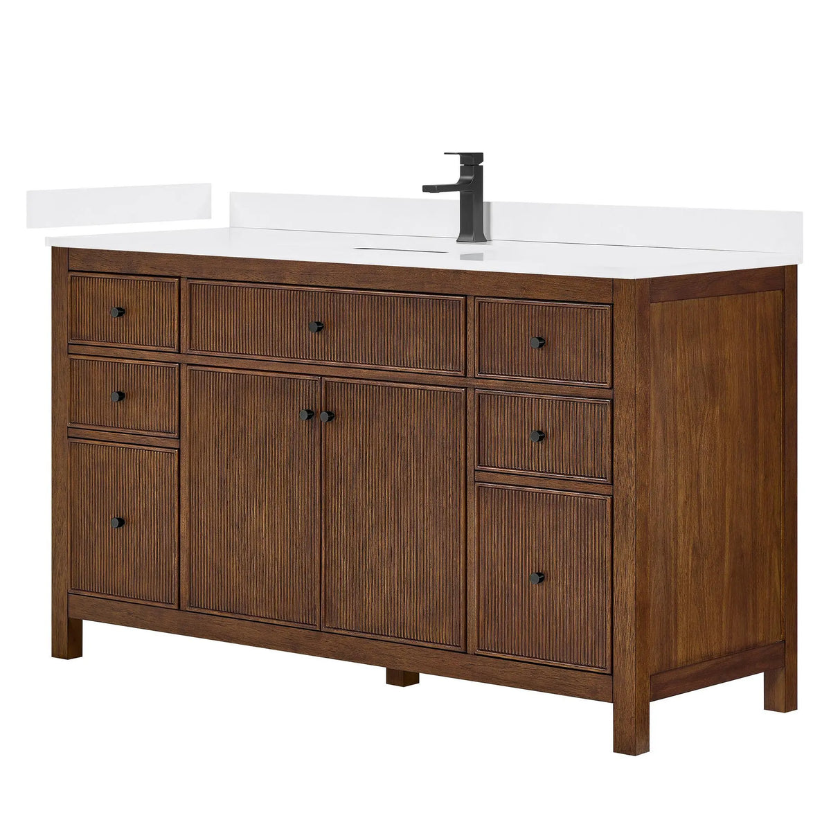 60" Pendry Single Bathroom Vanity Dark Walnut Matte Black Trim by wyndham View 5