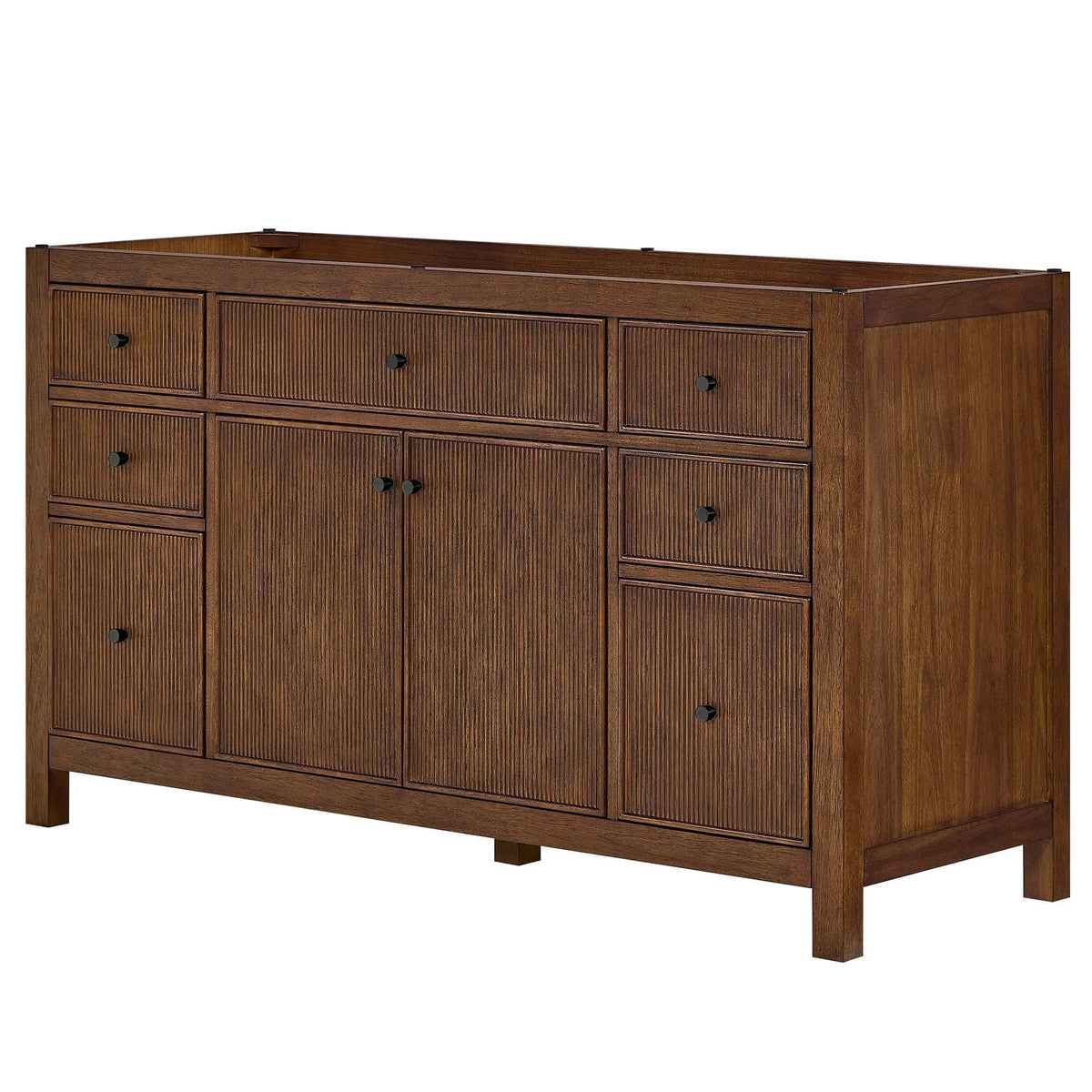 60" Pendry Single Bathroom Vanity Dark Walnut Matte Black Trim by wyndham View 36
