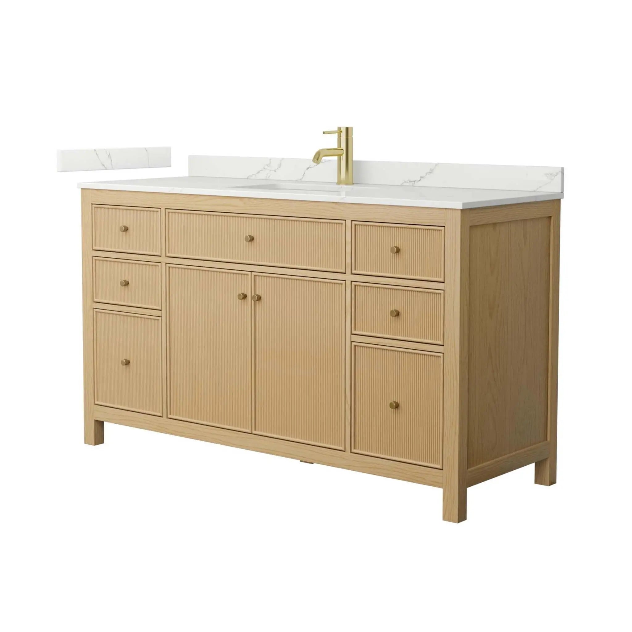 60" Pendry Single Bathroom Vanity in Tanned Oak with Brushed Gold Trim by Wyndham