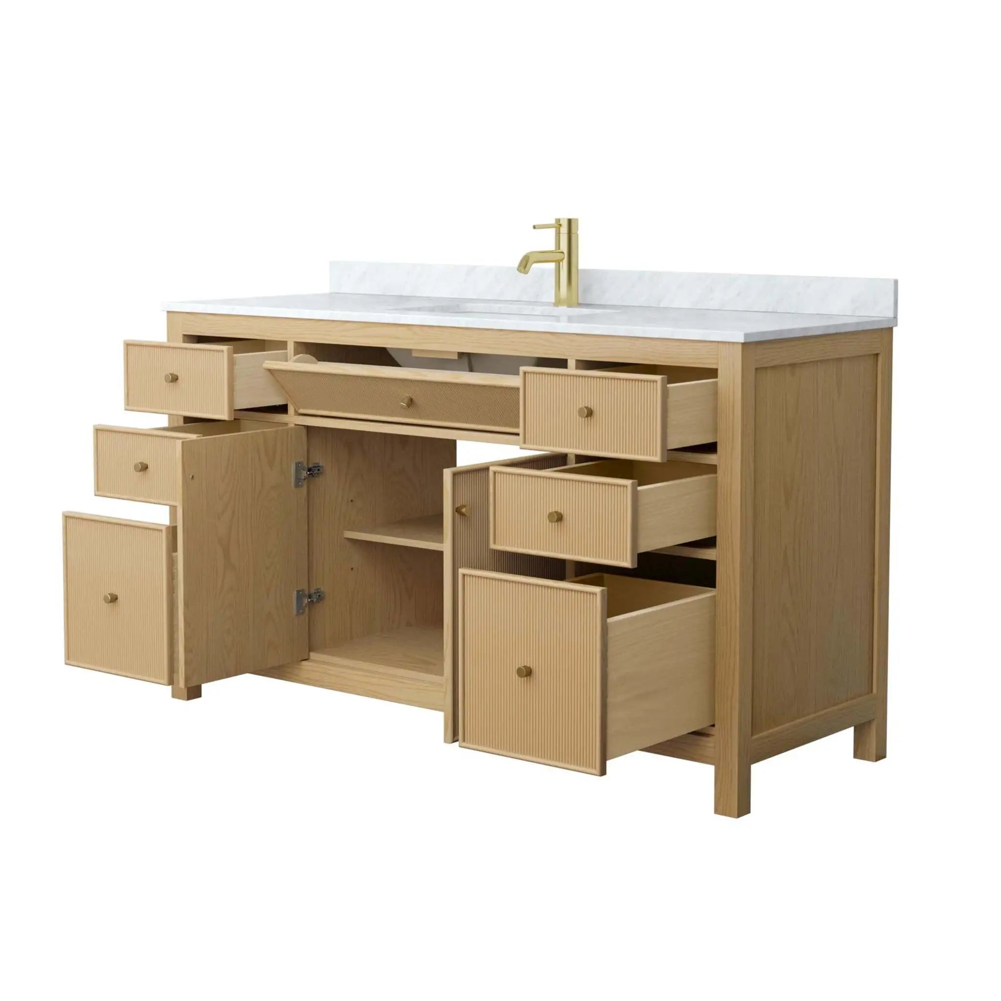 60" Pendry Single Bathroom Vanity in Tanned Oak with Brushed Gold Trim by Wyndham