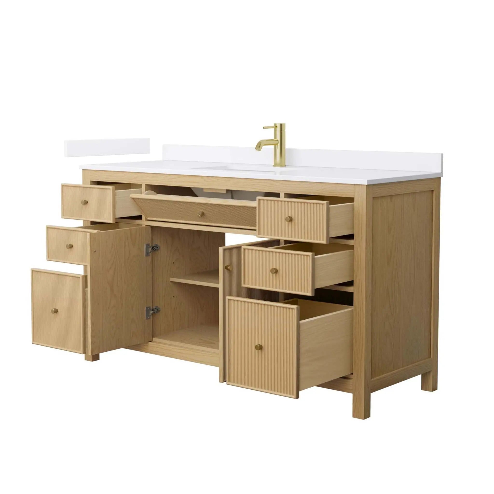 60" Pendry Single Bathroom Vanity in Tanned Oak with Brushed Gold Trim by Wyndham