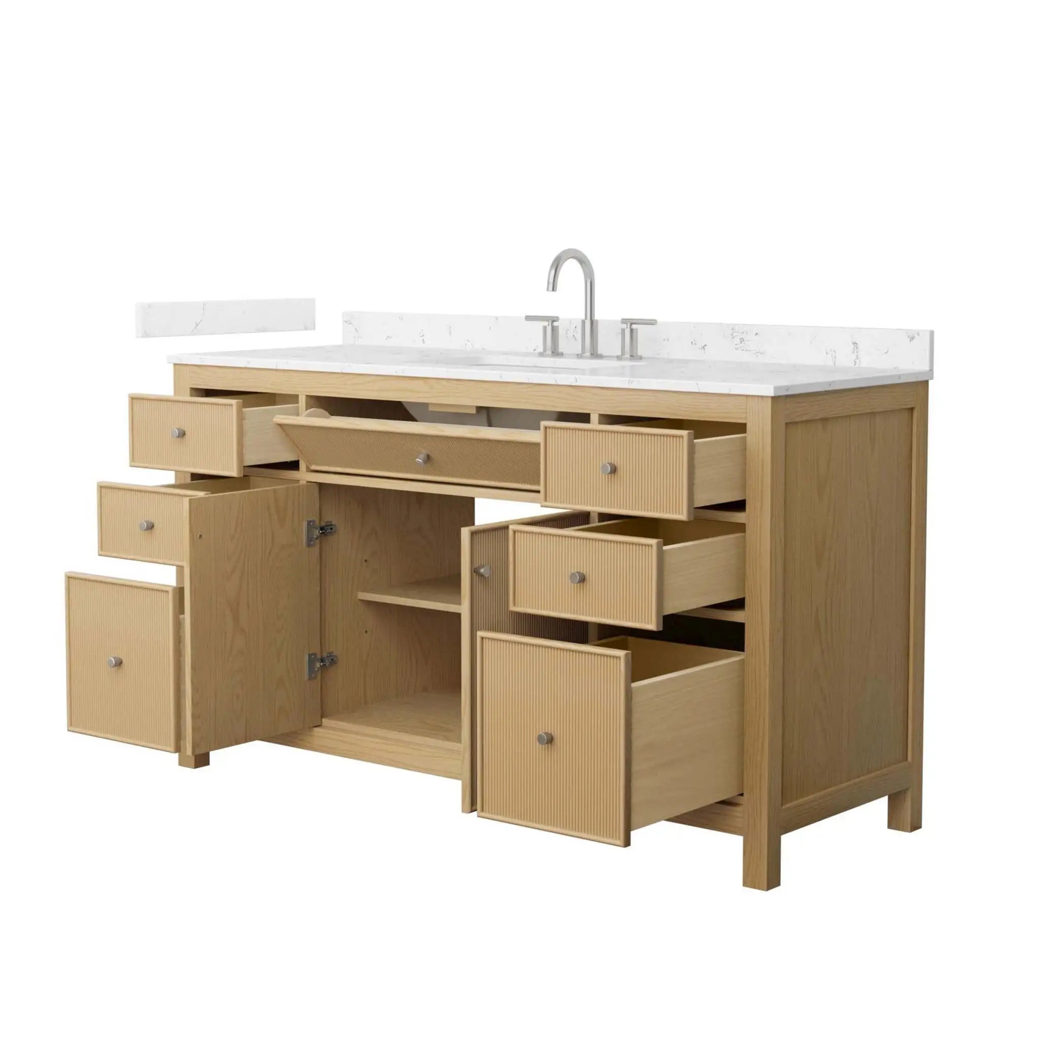 60" Pendry Single Bathroom Vanity in Tanned Oak with Brushed Nickel Trim by Wyndham