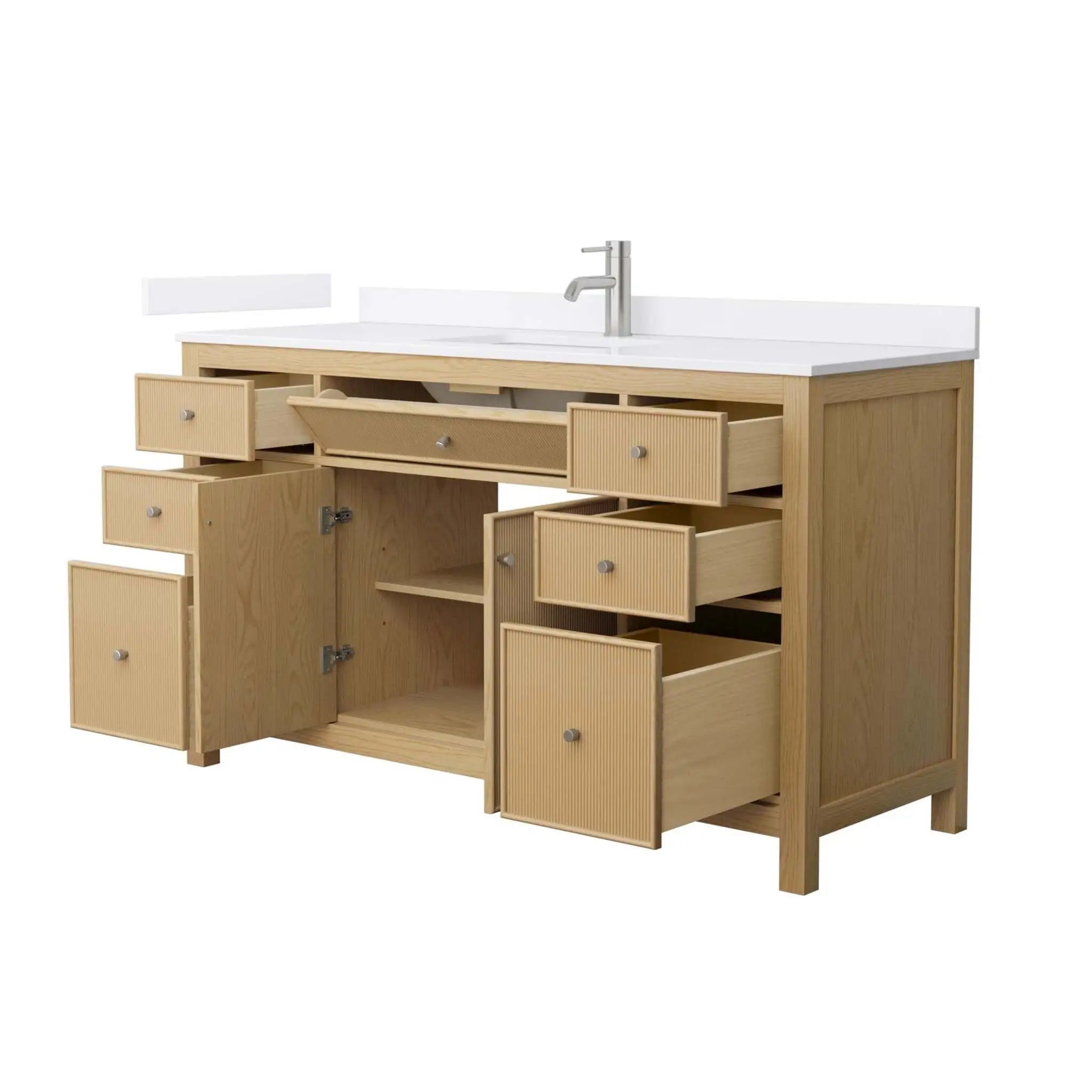 60" Pendry Single Bathroom Vanity in Tanned Oak with Brushed Nickel Trim by Wyndham