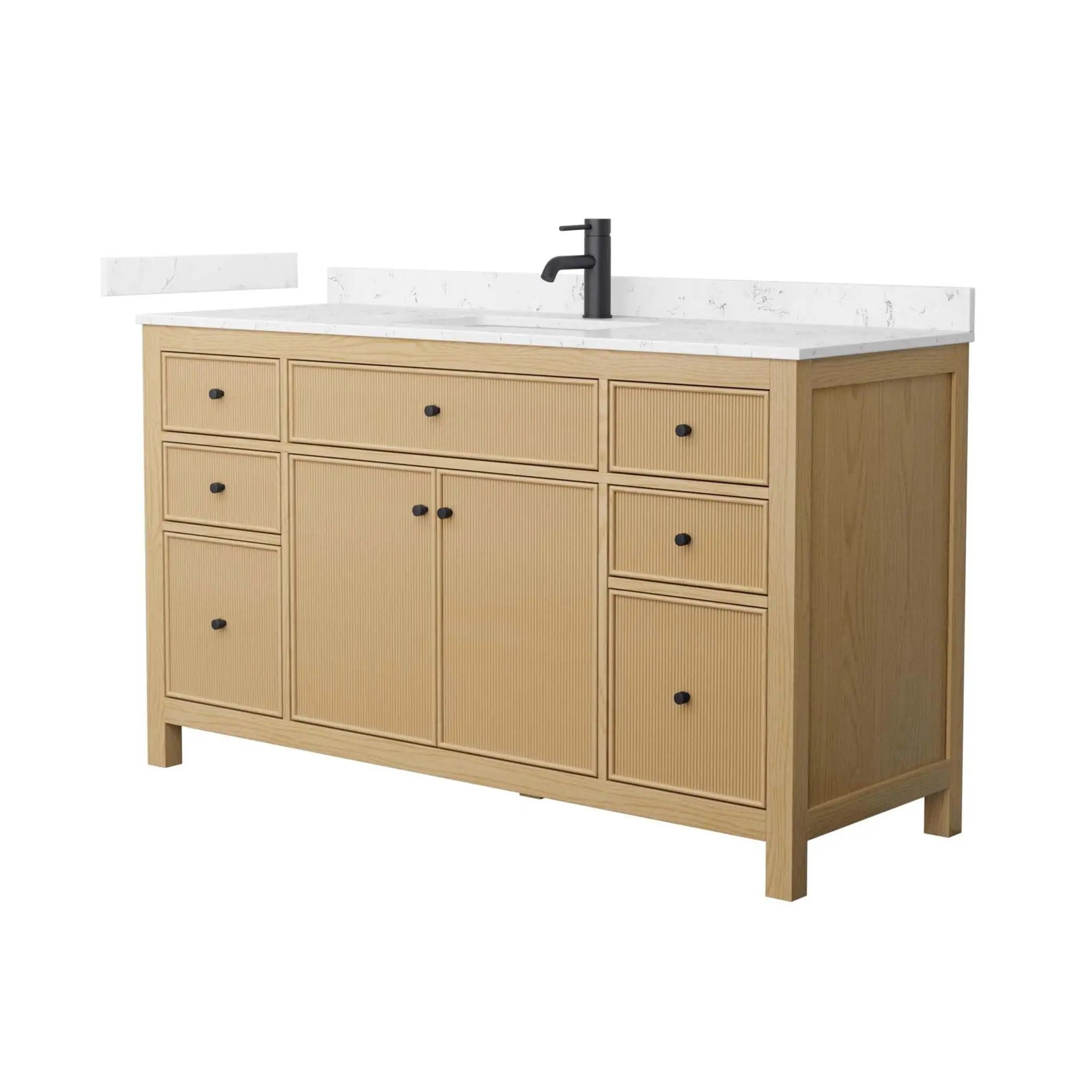 60" Pendry Single Bathroom Vanity in Tanned Oak with Matte Black Trim by Wyndham