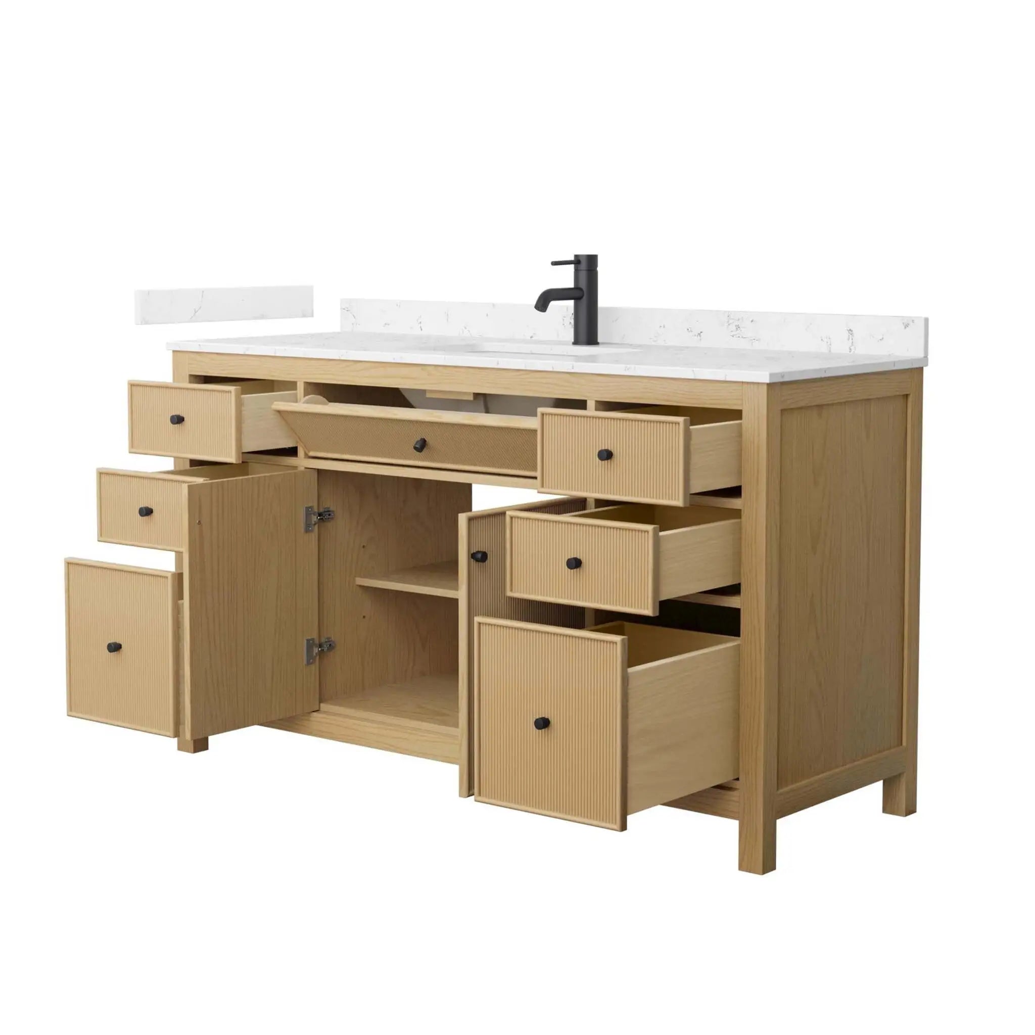60" Pendry Single Bathroom Vanity in Tanned Oak with Matte Black Trim by Wyndham