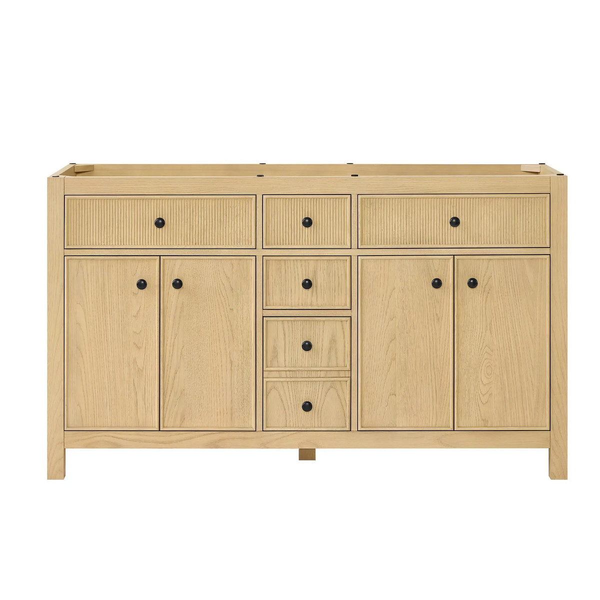 60" Rian Double Bathroom Vanity Scandinavian Oak Matte Black Trim by wyndham View 17