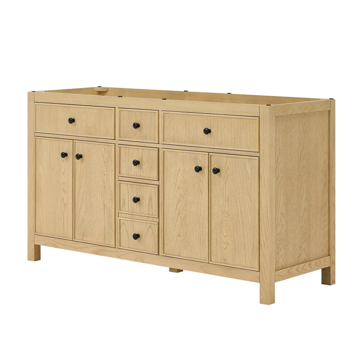 60" Rian Double Bathroom Vanity Scandinavian Oak Matte Black Trim by wyndham View 20