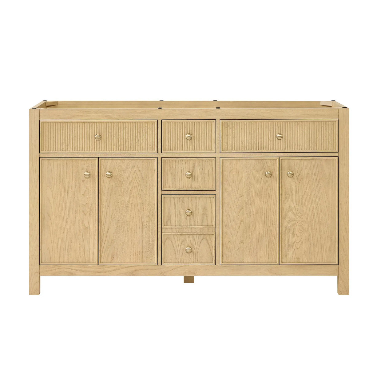 60" Rian Double Bathroom Vanity Scandinavian Oak Satin Bronze Trim by wyndham View 17