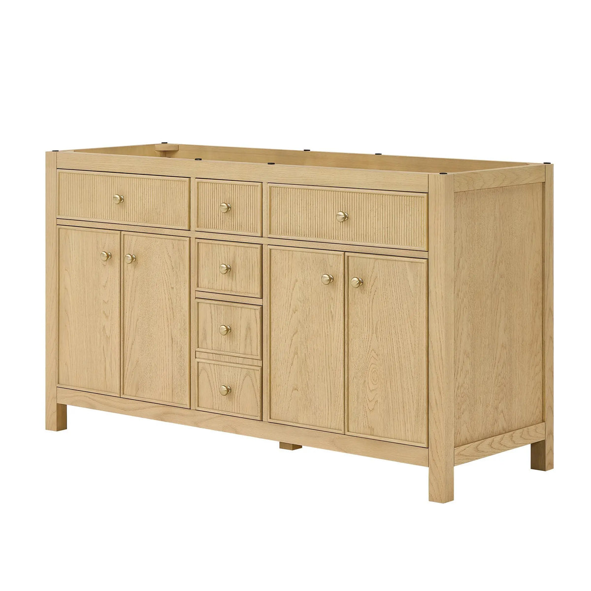 60" Rian Double Bathroom Vanity Scandinavian Oak Satin Bronze Trim by wyndham View 20