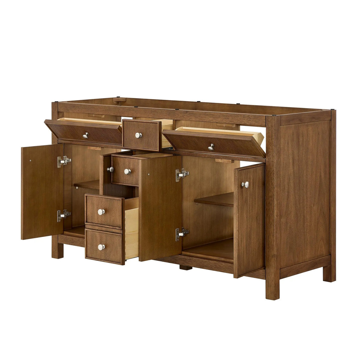 60" Rian Double Bathroom Vanity Toasted Walnut Brushed Nickel Trim by wyndham View 18