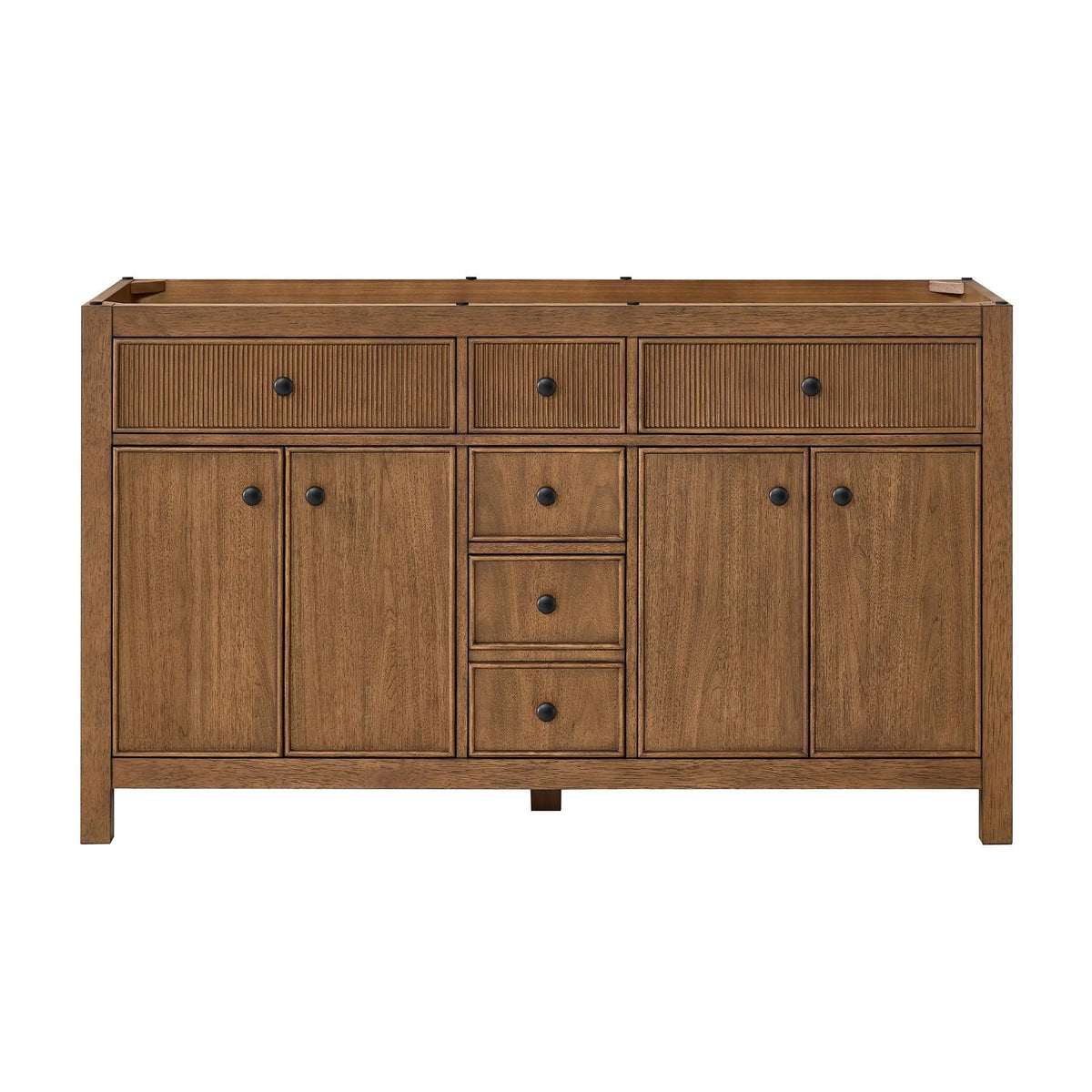 60" Rian Double Bathroom Vanity Toasted Walnut Matte Black Trim by wyndham View 17