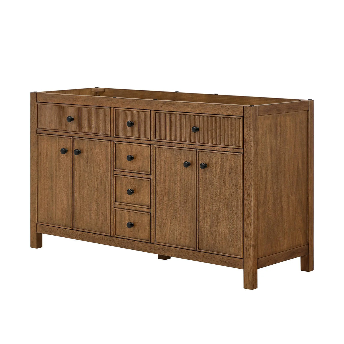 60" Rian Double Bathroom Vanity Toasted Walnut Matte Black Trim by wyndham View 19