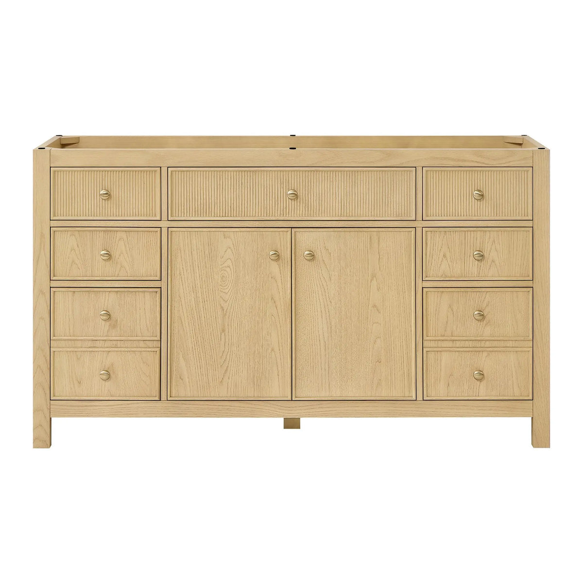 60" Rian Single Bathroom Vanity Scandinavian Oak Satin Bronze Trim by wyndham View 17