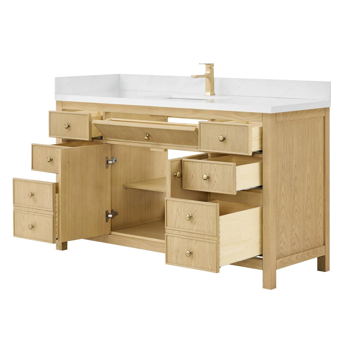 60" Rian Single Bathroom Vanity Scandinavian Oak Satin Bronze Trim by wyndham View 3