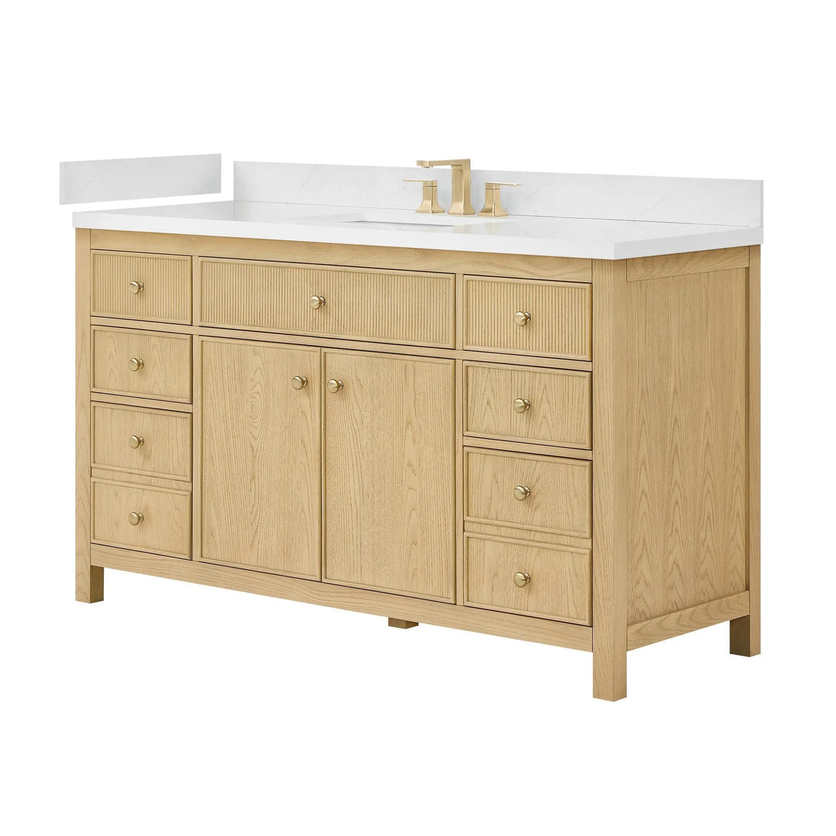 60" Rian Single Bathroom Vanity Scandinavian Oak Satin Bronze Trim by wyndham View 5