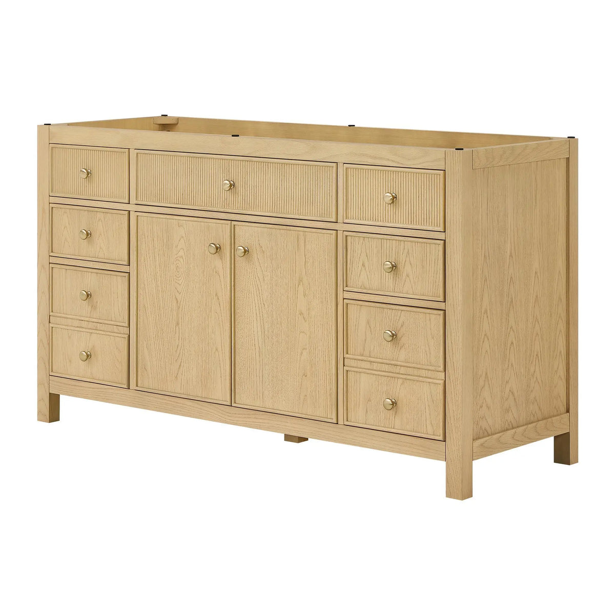 60" Rian Single Bathroom Vanity Scandinavian Oak Satin Bronze Trim by wyndham View 20
