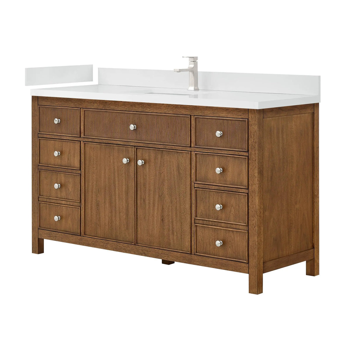 60" Rian Single Bathroom Vanity Toasted Walnut Brushed Nickel Trim by wyndham View 9