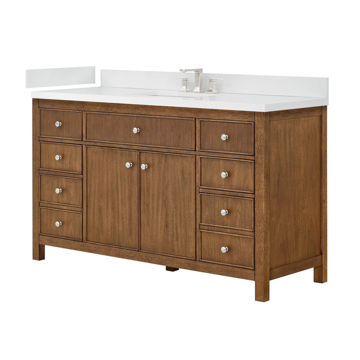 60" Rian Single Bathroom Vanity Toasted Walnut Brushed Nickel Trim by wyndham View 13