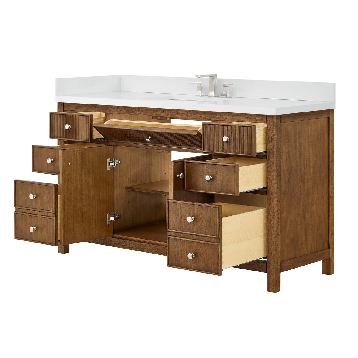 60" Rian Single Bathroom Vanity Toasted Walnut Brushed Nickel Trim by wyndham View 15