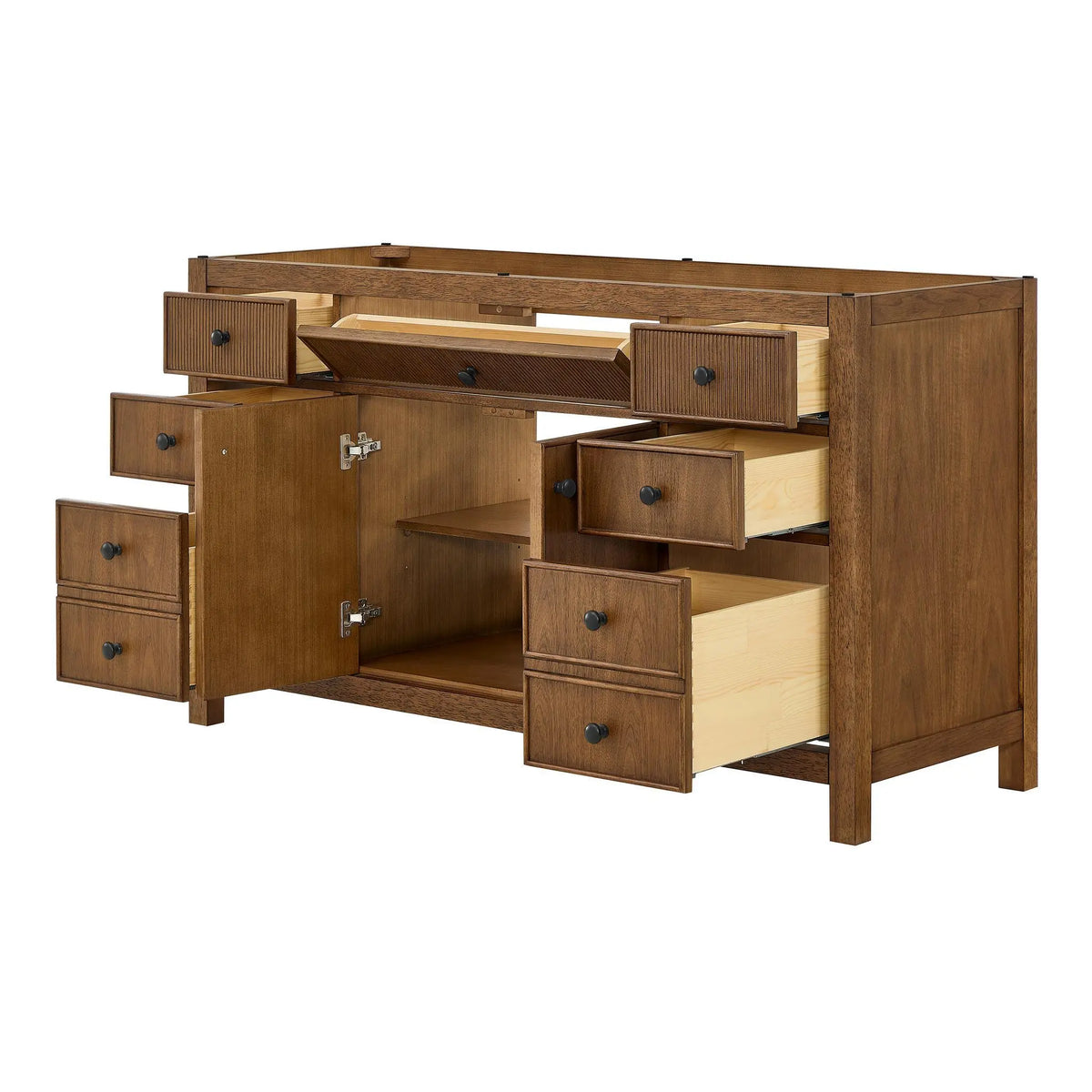 60" Rian Single Bathroom Vanity Toasted Walnut Matte Black Trim by wyndham View 18