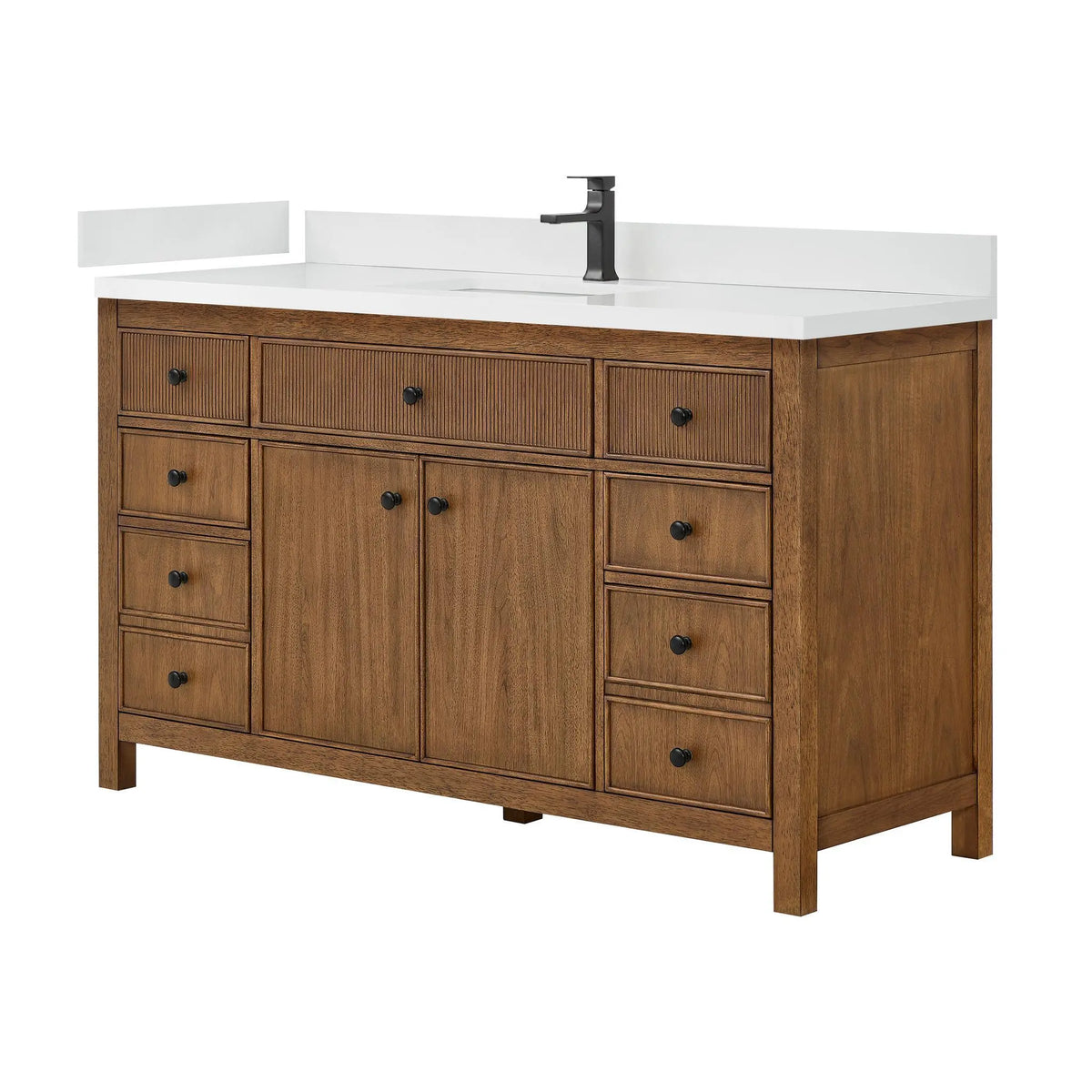 60" Rian Single Bathroom Vanity Toasted Walnut Matte Black Trim by wyndham View 9