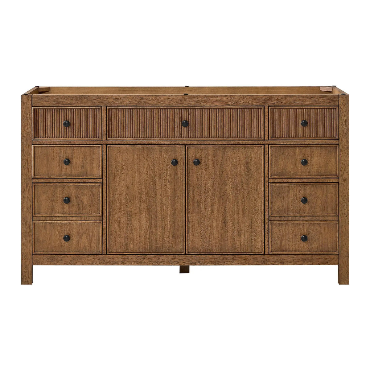 60" Rian Single Bathroom Vanity Toasted Walnut Matte Black Trim by wyndham View 17