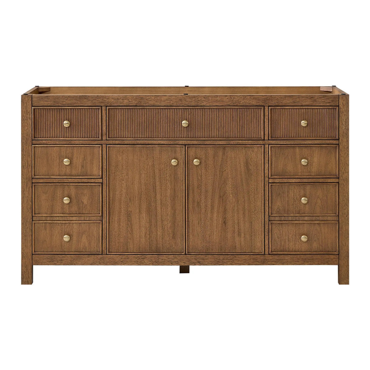 60" Rian Single Bathroom Vanity Toasted Walnut Satin Bronze Trim by wyndham View 17