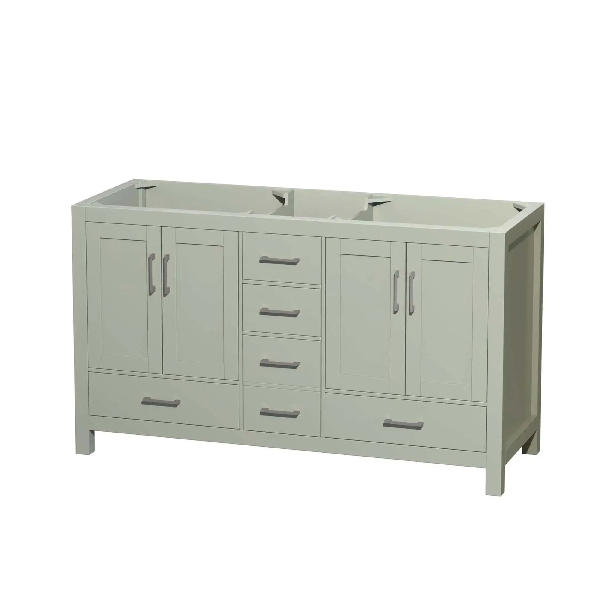 60" Sheffield 60 inch Double Bathroom Vanity in Light Green with Brushed Nickel Trim by Wyndham