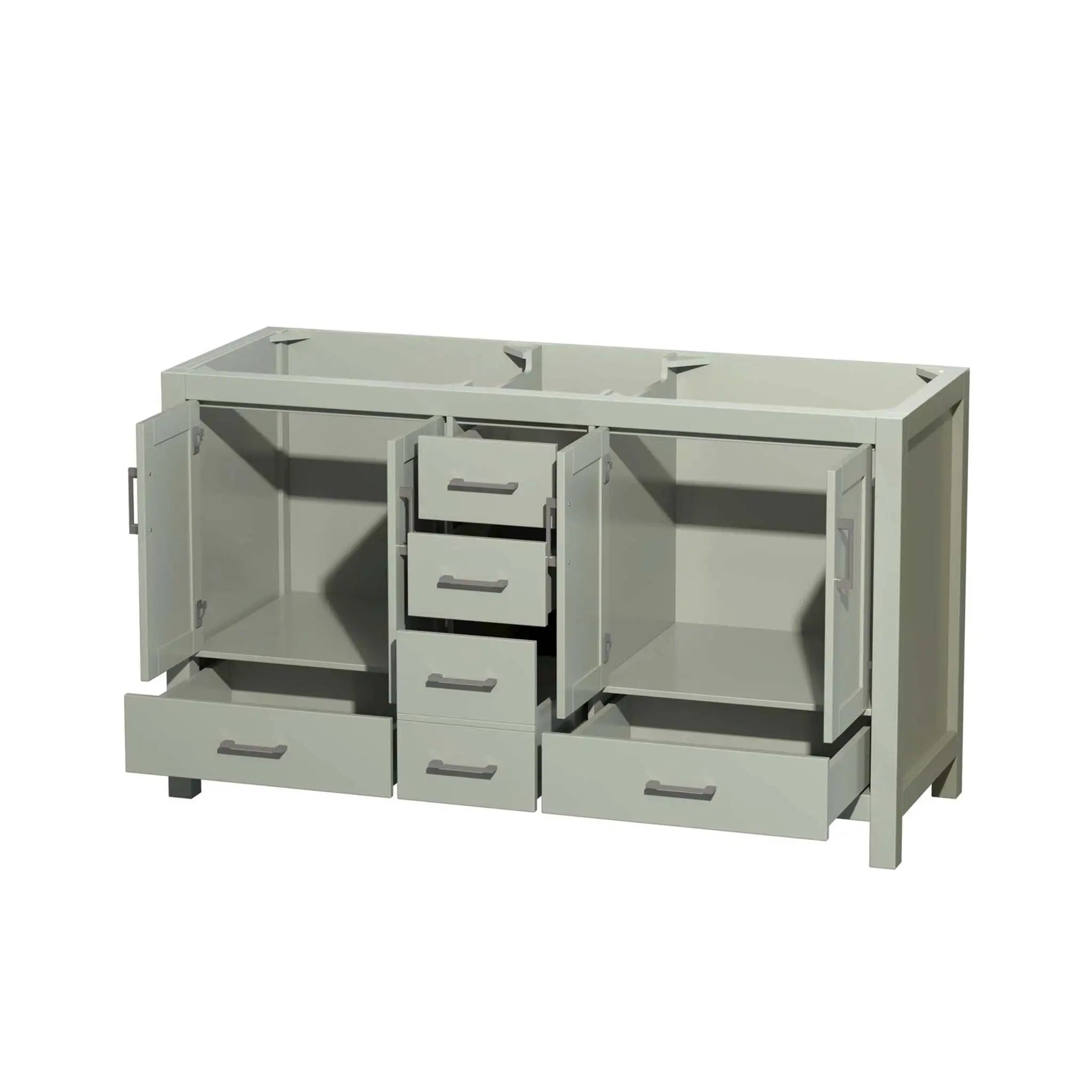 60" Sheffield 60 inch Double Bathroom Vanity in Light Green with Brushed Nickel Trim by Wyndham