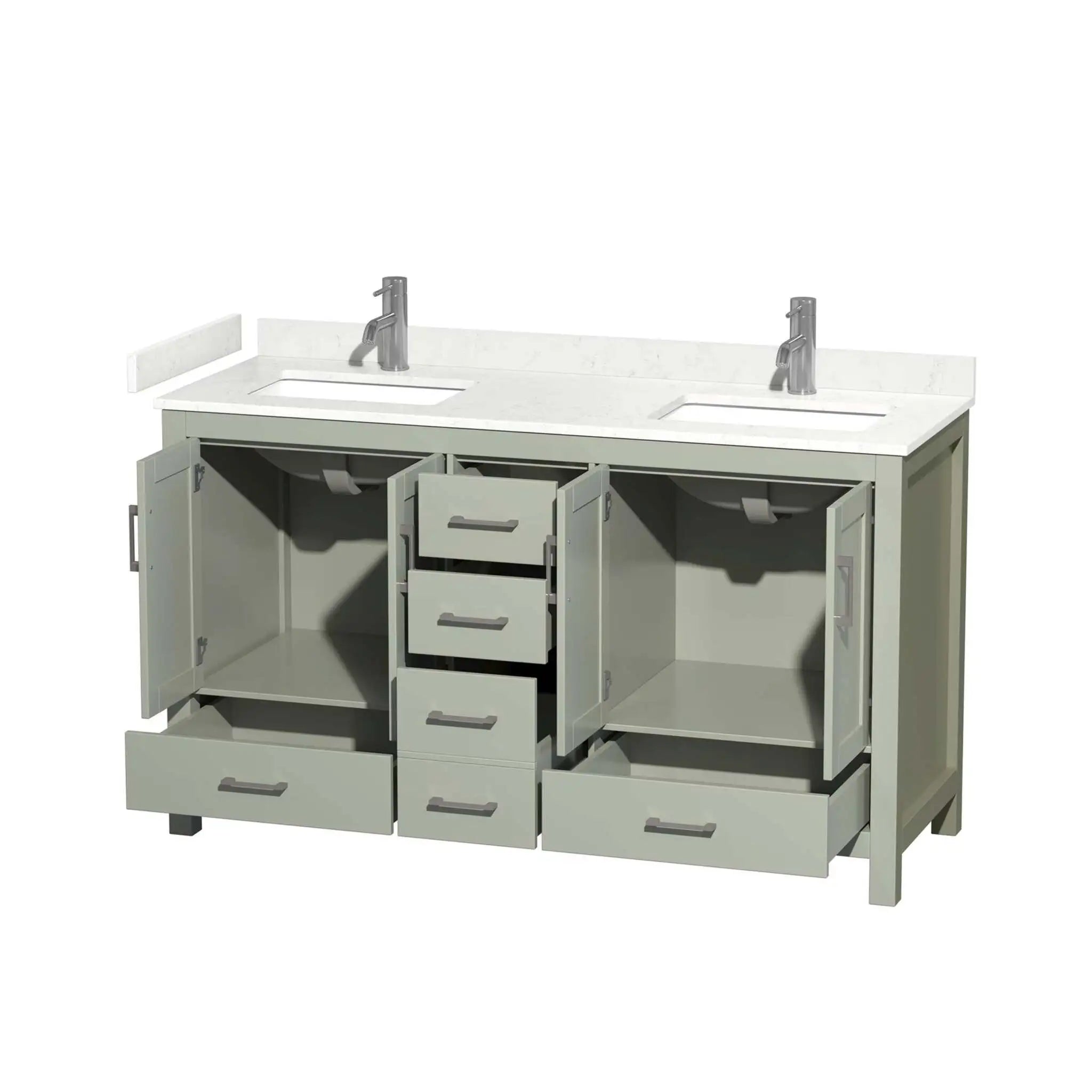 60" Sheffield 60 inch Double Bathroom Vanity in Light Green with Brushed Nickel Trim by Wyndham