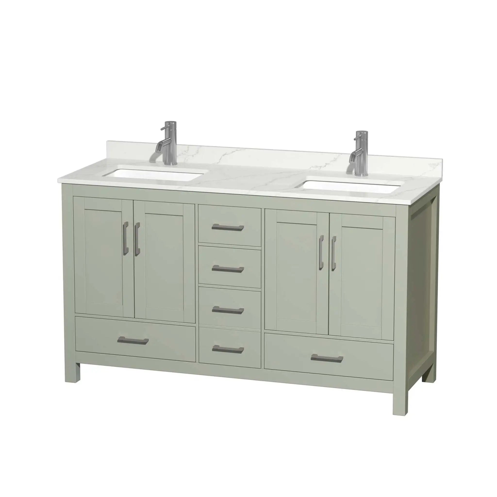 60" Sheffield 60 inch Double Bathroom Vanity in Light Green with Brushed Nickel Trim by Wyndham