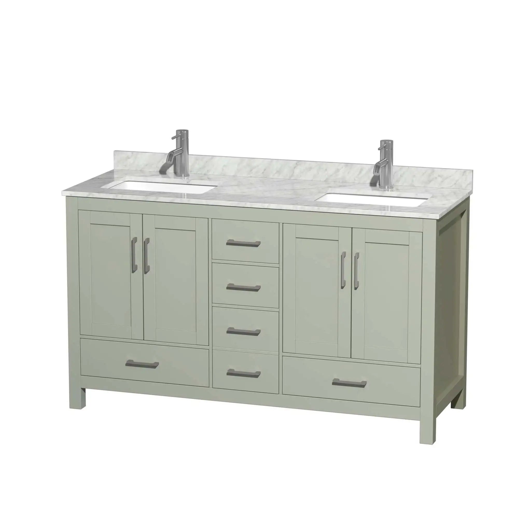 60" Sheffield 60 inch Double Bathroom Vanity in Light Green with Brushed Nickel Trim by Wyndham