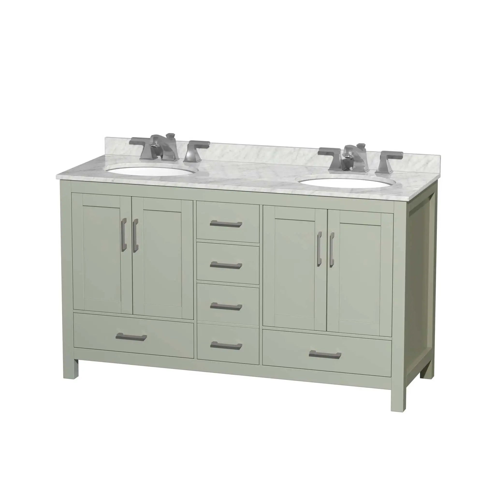 60" Sheffield 60 inch Double Bathroom Vanity in Light Green with Brushed Nickel Trim by Wyndham