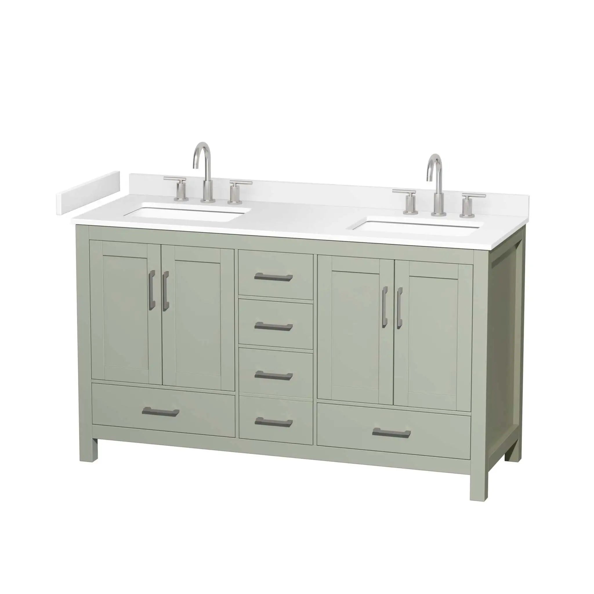 60" Sheffield 60 inch Double Bathroom Vanity in Light Green with Brushed Nickel Trim by Wyndham