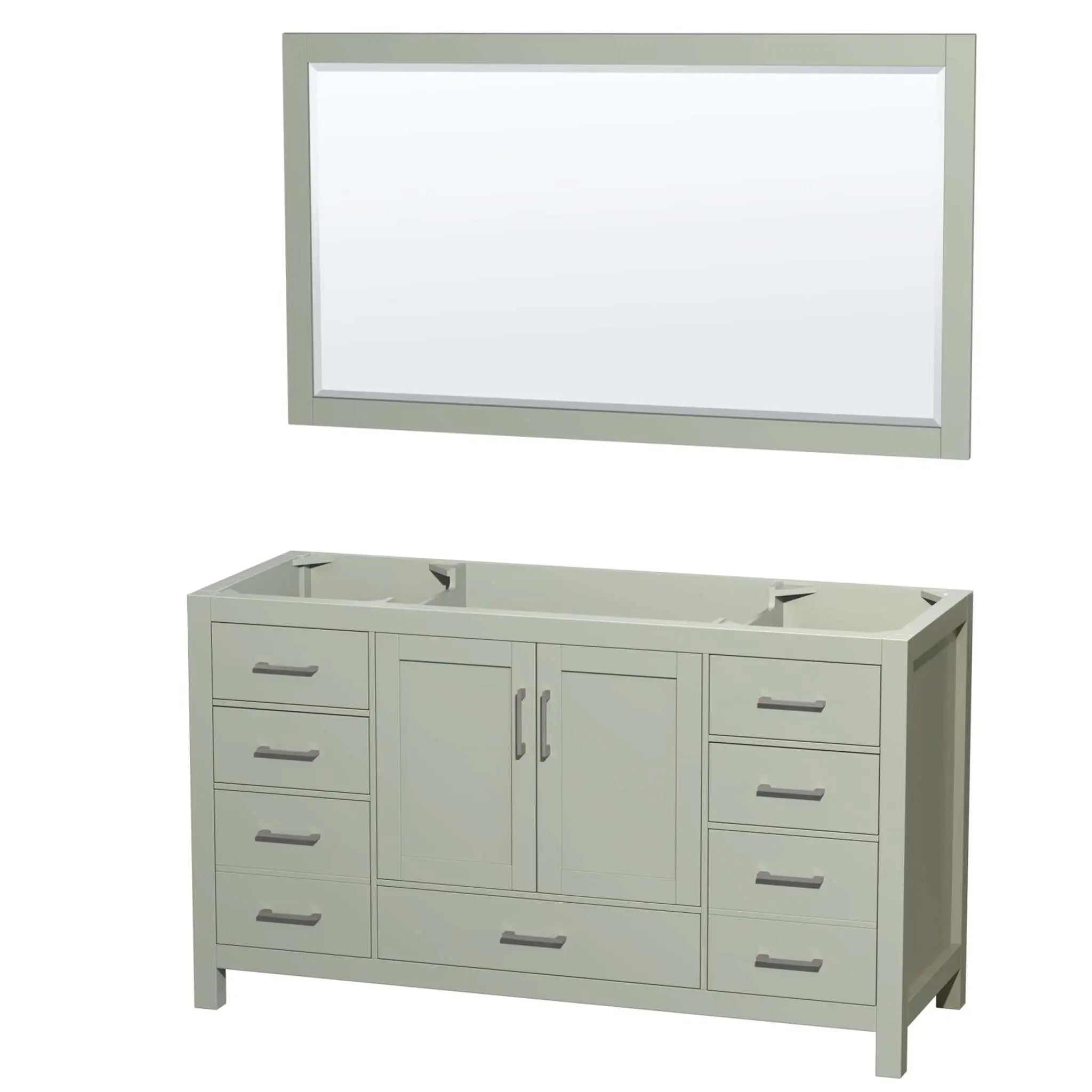 60" Sheffield 60 inch Single Bathroom Vanity in Light Green with Brushed Nickel Trim & 58" Mirror by Wyndham