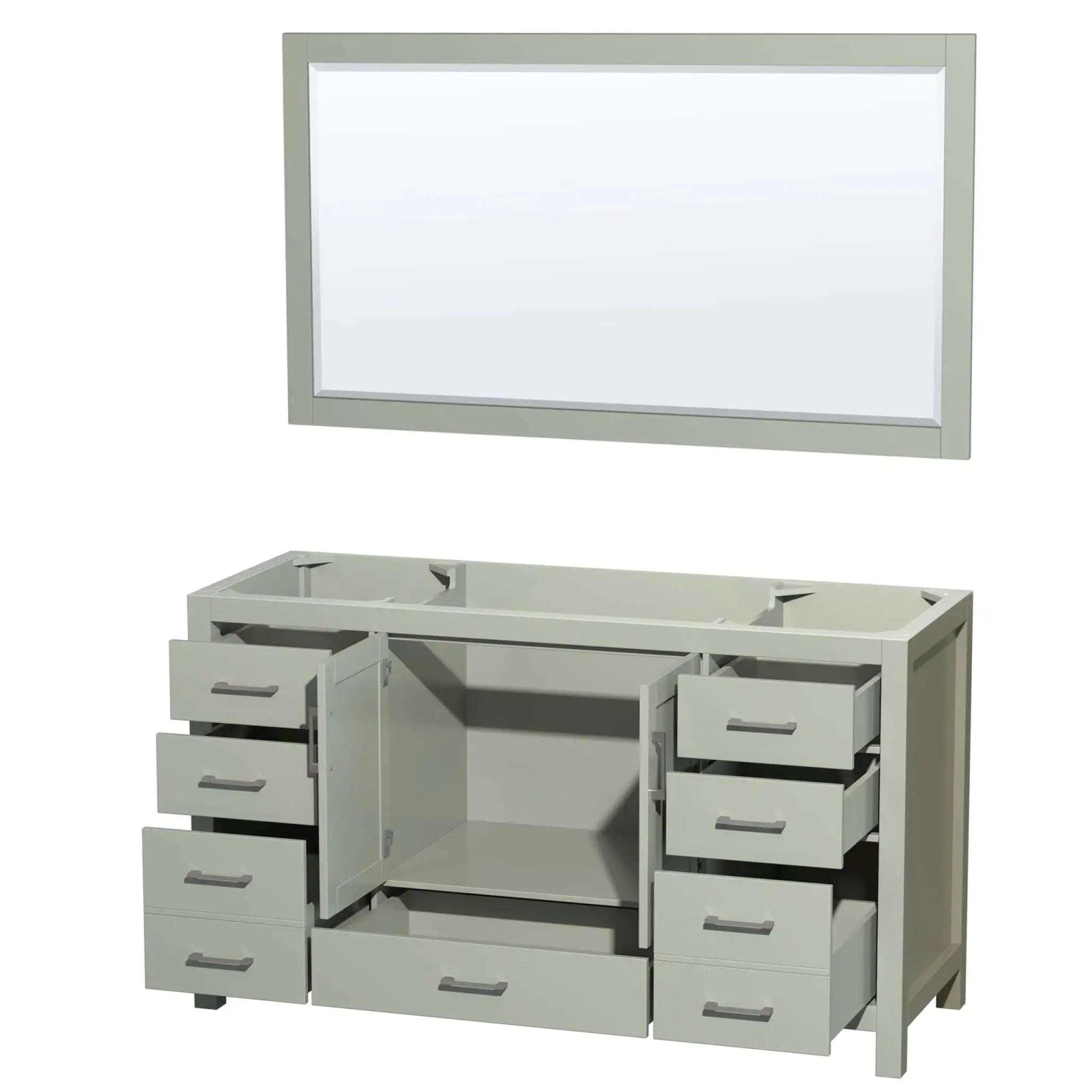 60" Sheffield 60 inch Single Bathroom Vanity in Light Green with Brushed Nickel Trim & 58" Mirror by Wyndham