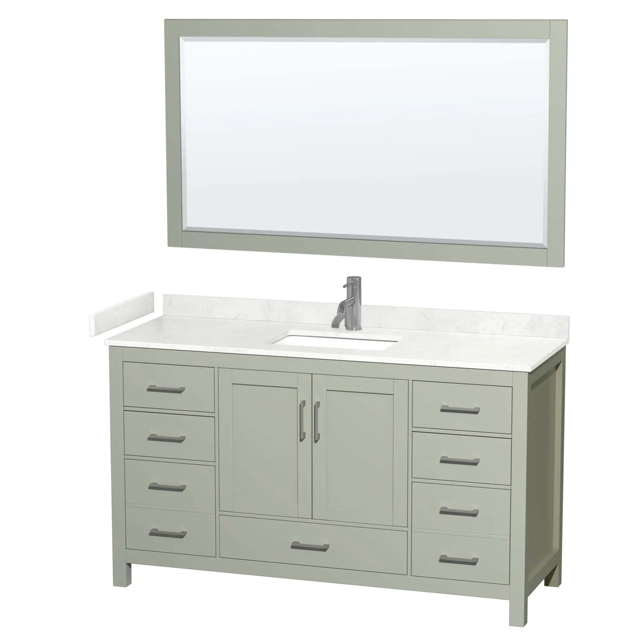 60" Sheffield 60 inch Single Bathroom Vanity in Light Green with Brushed Nickel Trim & 58" Mirror by Wyndham
