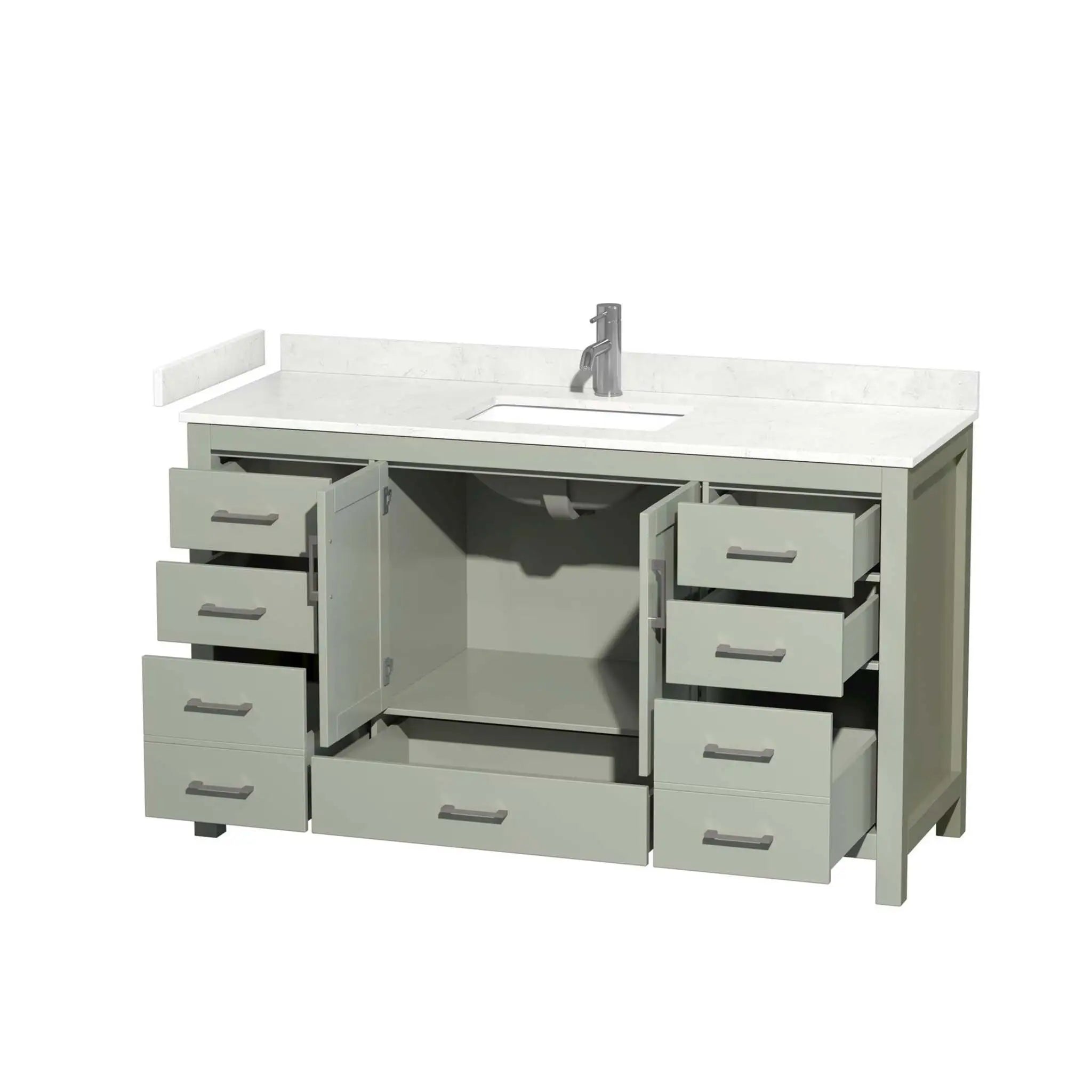 60" Sheffield 60 inch Single Bathroom Vanity in Light Green with Brushed Nickel Trim by Wyndham