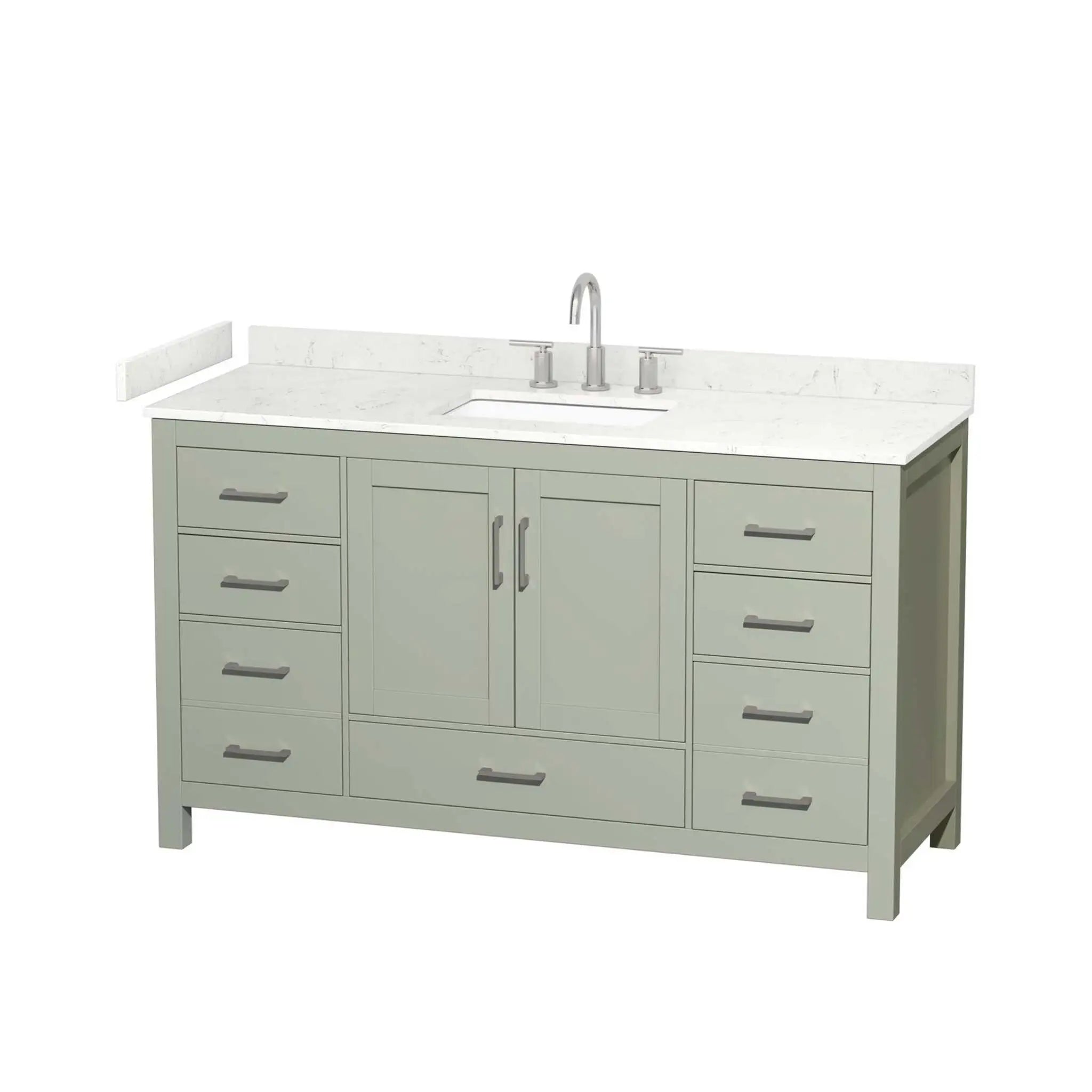 60" Sheffield 60 inch Single Bathroom Vanity in Light Green with Brushed Nickel Trim by Wyndham