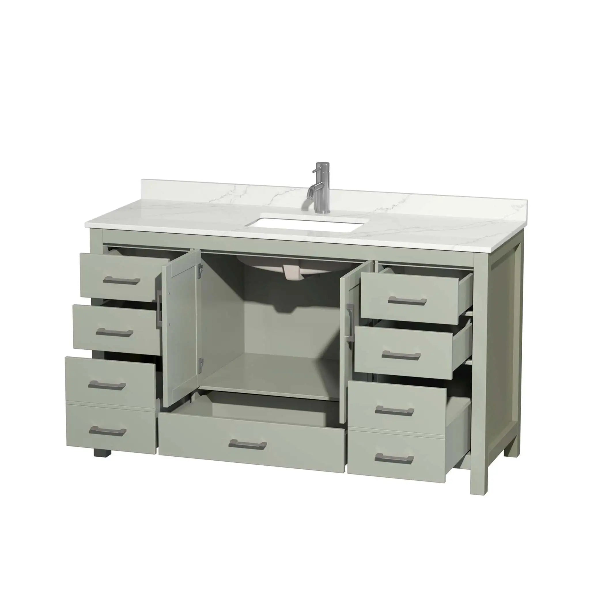 60" Sheffield 60 inch Single Bathroom Vanity in Light Green with Brushed Nickel Trim by Wyndham