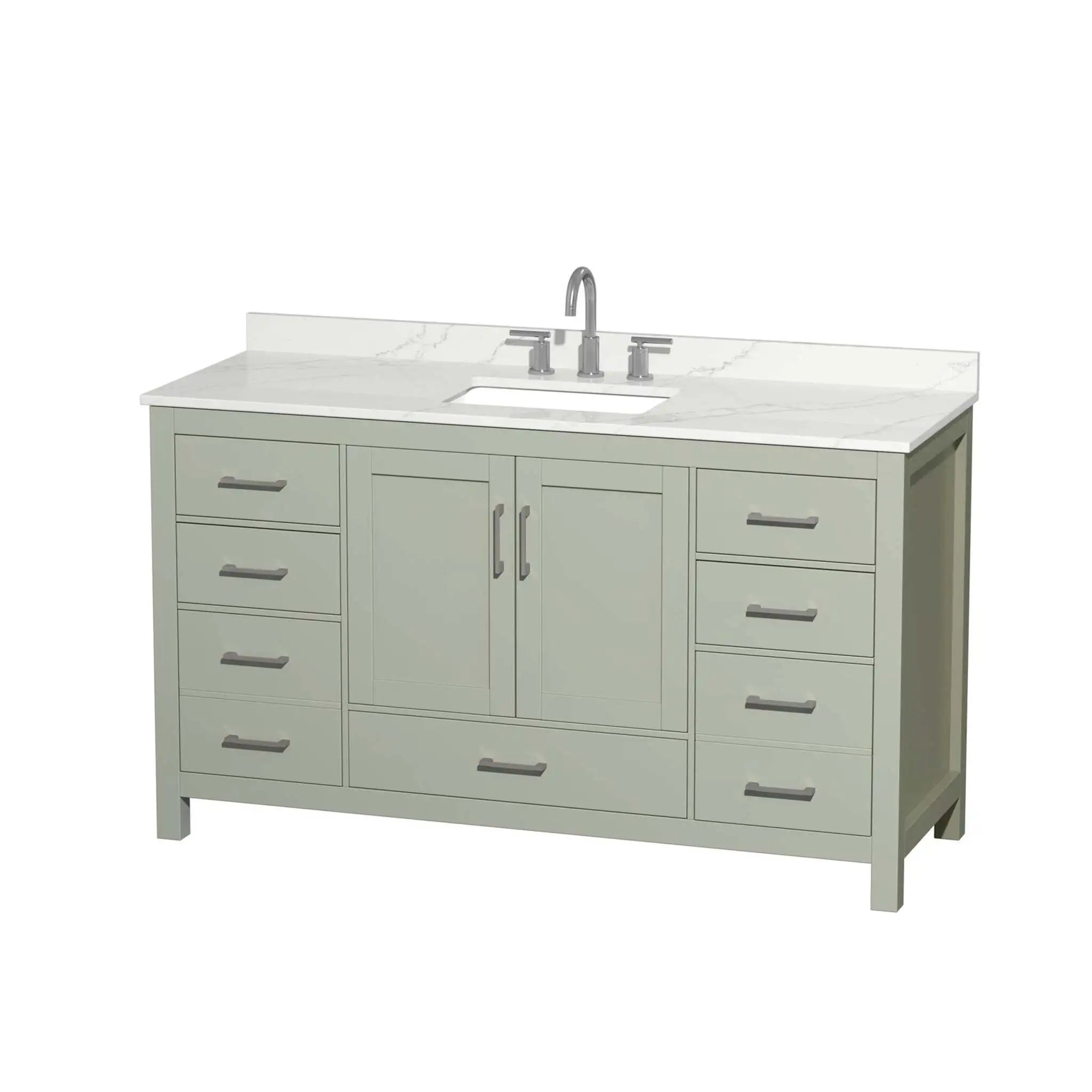 60" Sheffield 60 inch Single Bathroom Vanity in Light Green with Brushed Nickel Trim by Wyndham