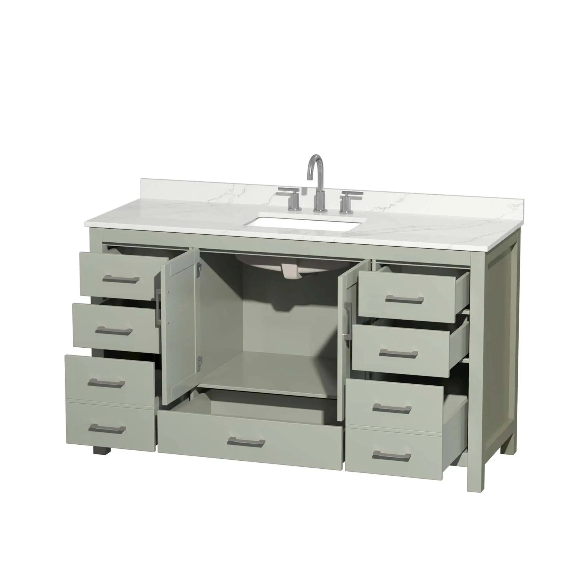 60" Sheffield 60 inch Single Bathroom Vanity in Light Green with Brushed Nickel Trim by Wyndham