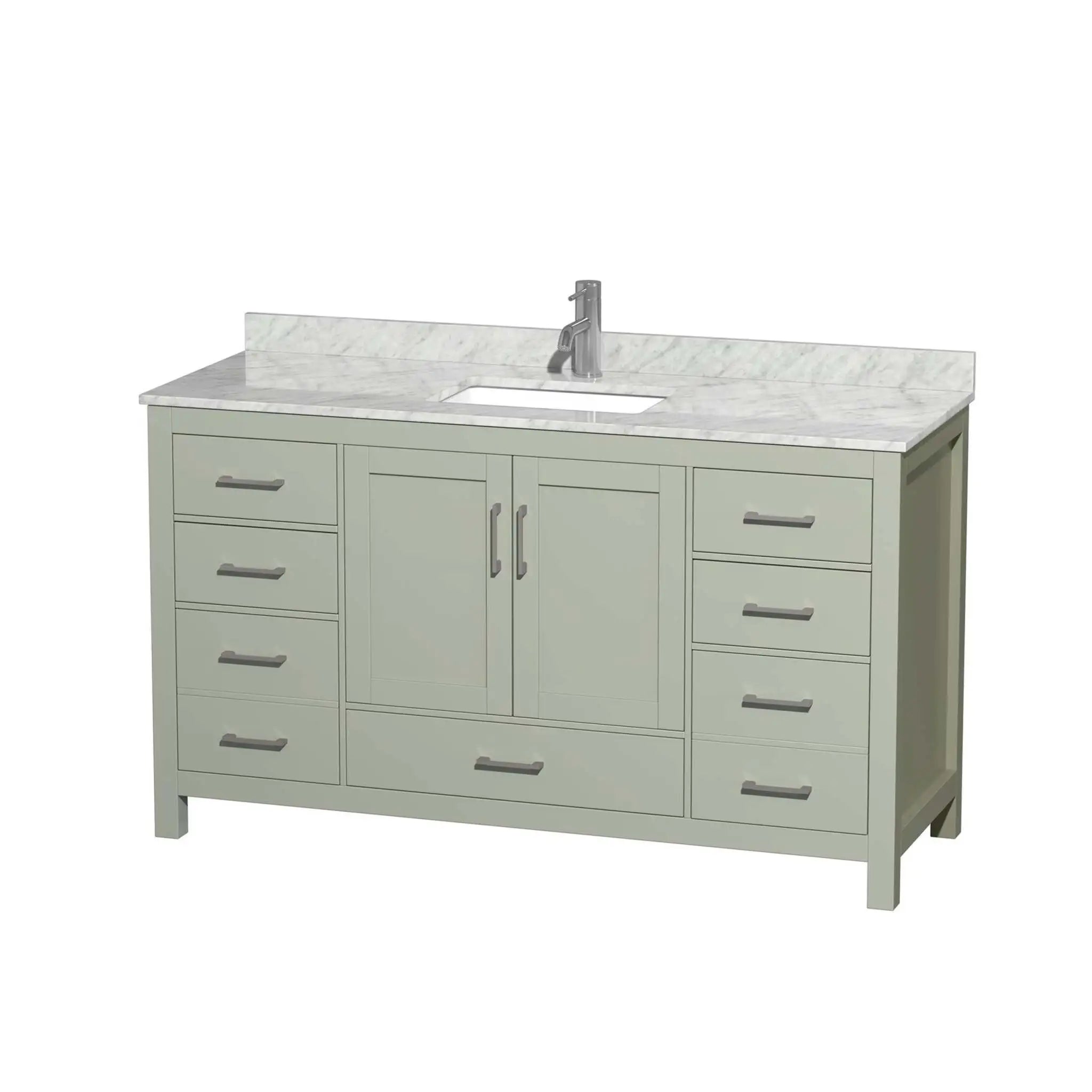 60" Sheffield 60 inch Single Bathroom Vanity in Light Green with Brushed Nickel Trim by Wyndham