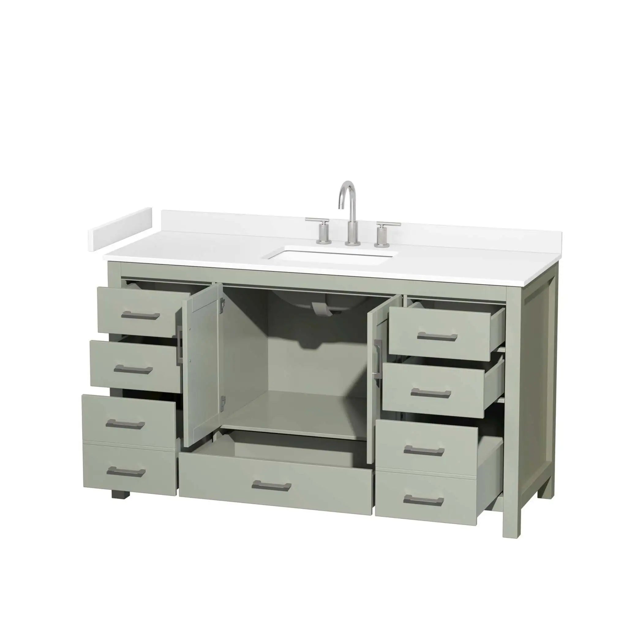 60" Sheffield 60 inch Single Bathroom Vanity in Light Green with Brushed Nickel Trim by Wyndham