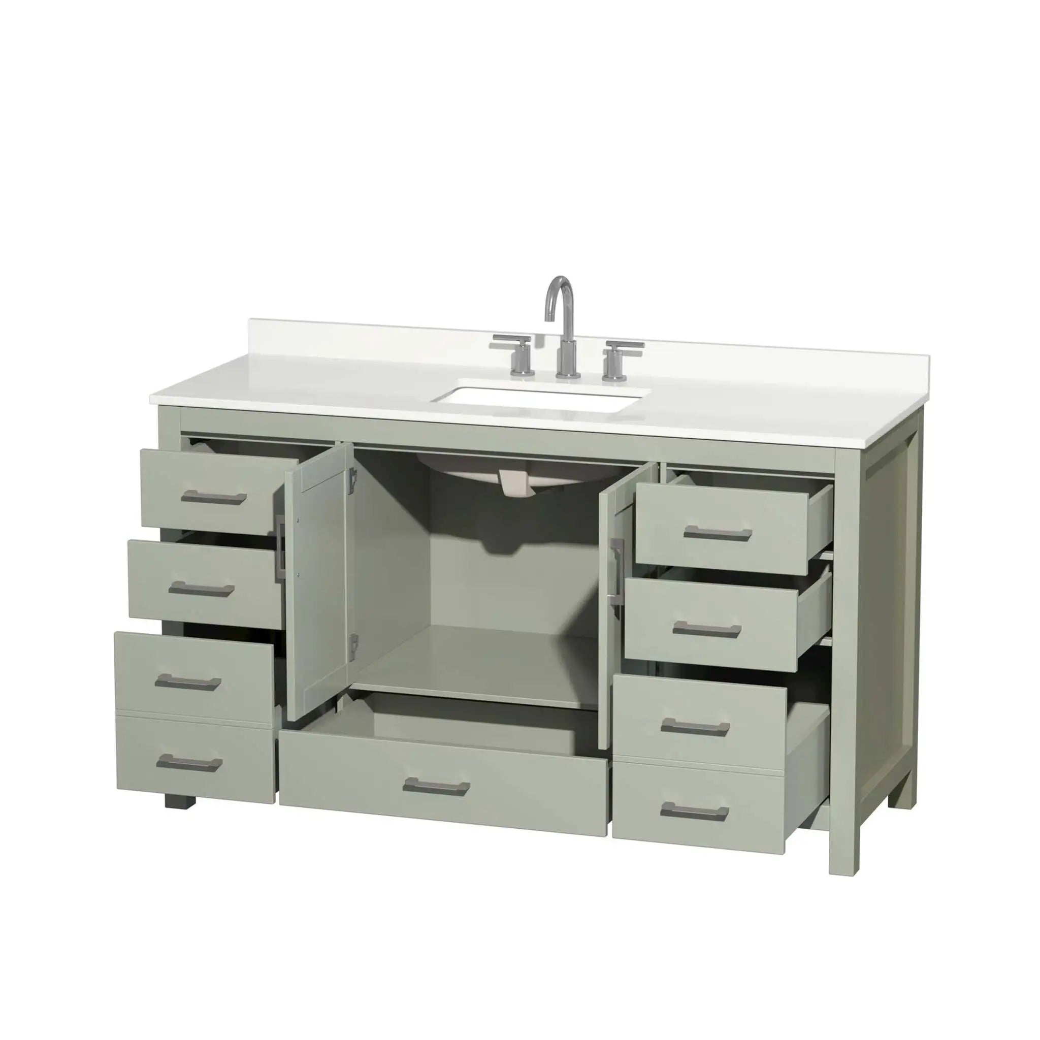 60" Sheffield 60 inch Single Bathroom Vanity in Light Green with Brushed Nickel Trim by Wyndham