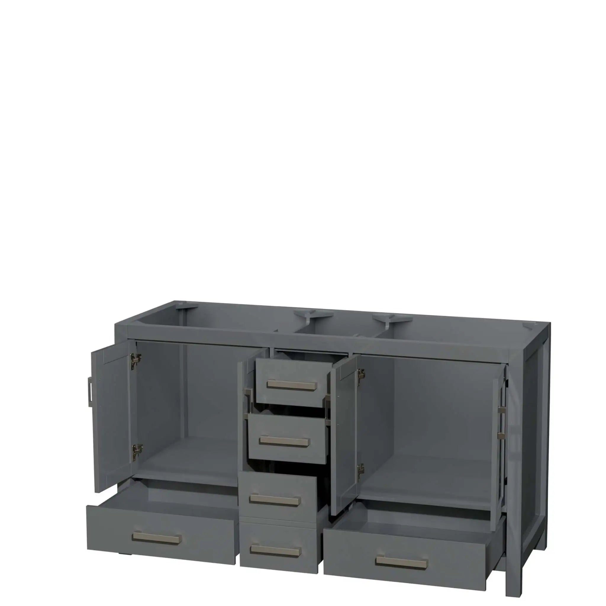 60" Sheffield Double Bathroom Vanity in Dark Gray with Brushed Chrome Trim by Wyndham
