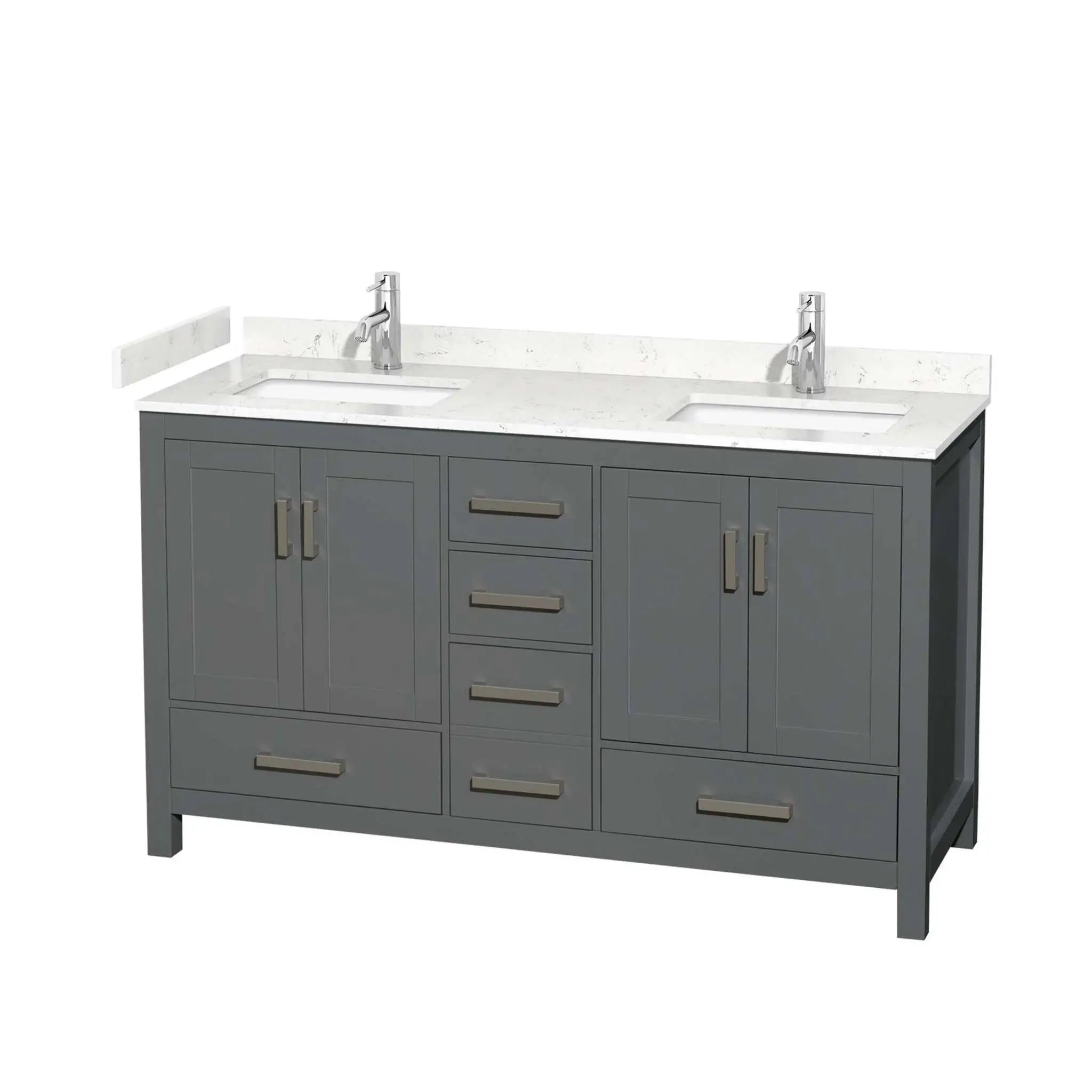 60" Sheffield Double Bathroom Vanity in Dark Gray with Brushed Chrome Trim by Wyndham
