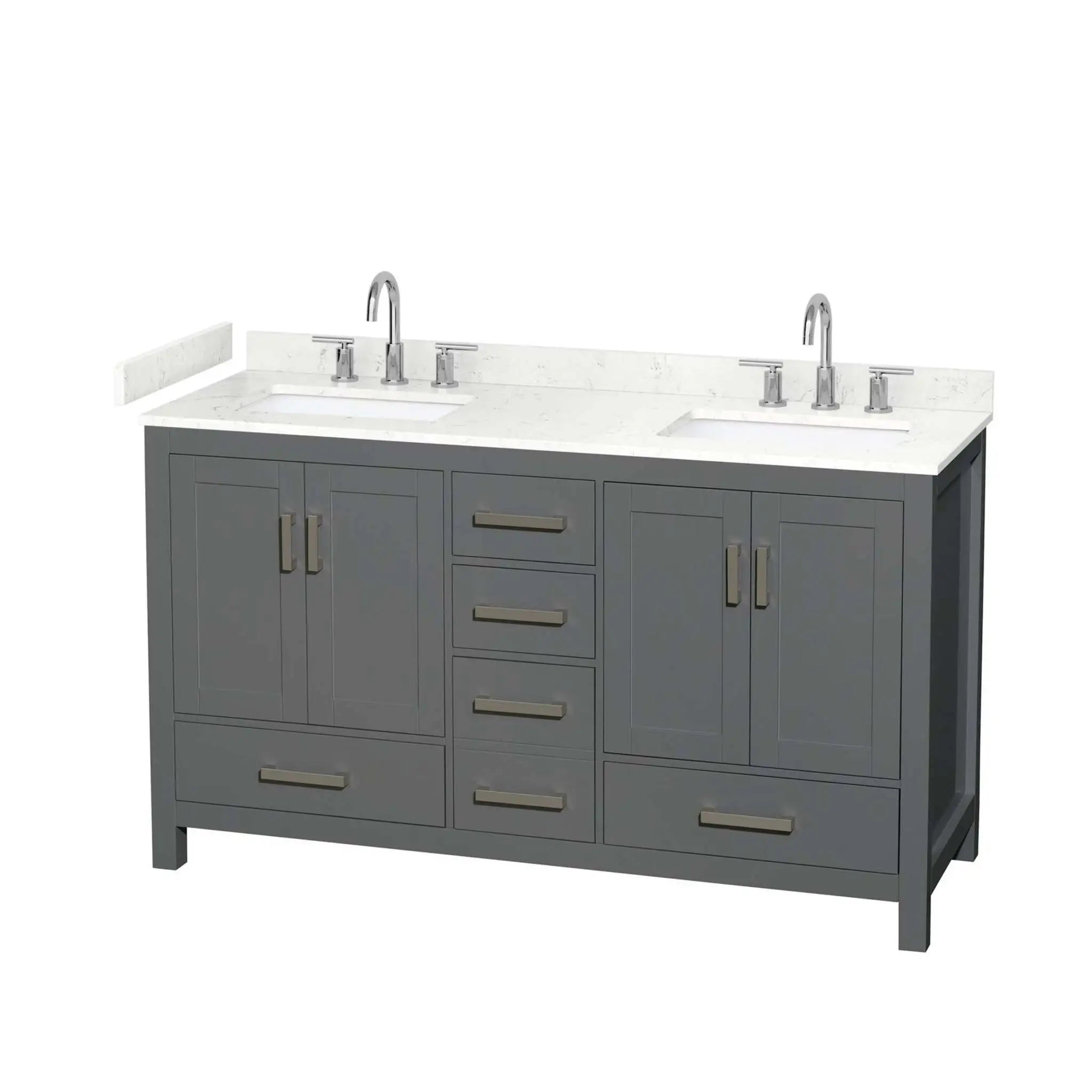 60" Sheffield Double Bathroom Vanity in Dark Gray with Brushed Chrome Trim by Wyndham