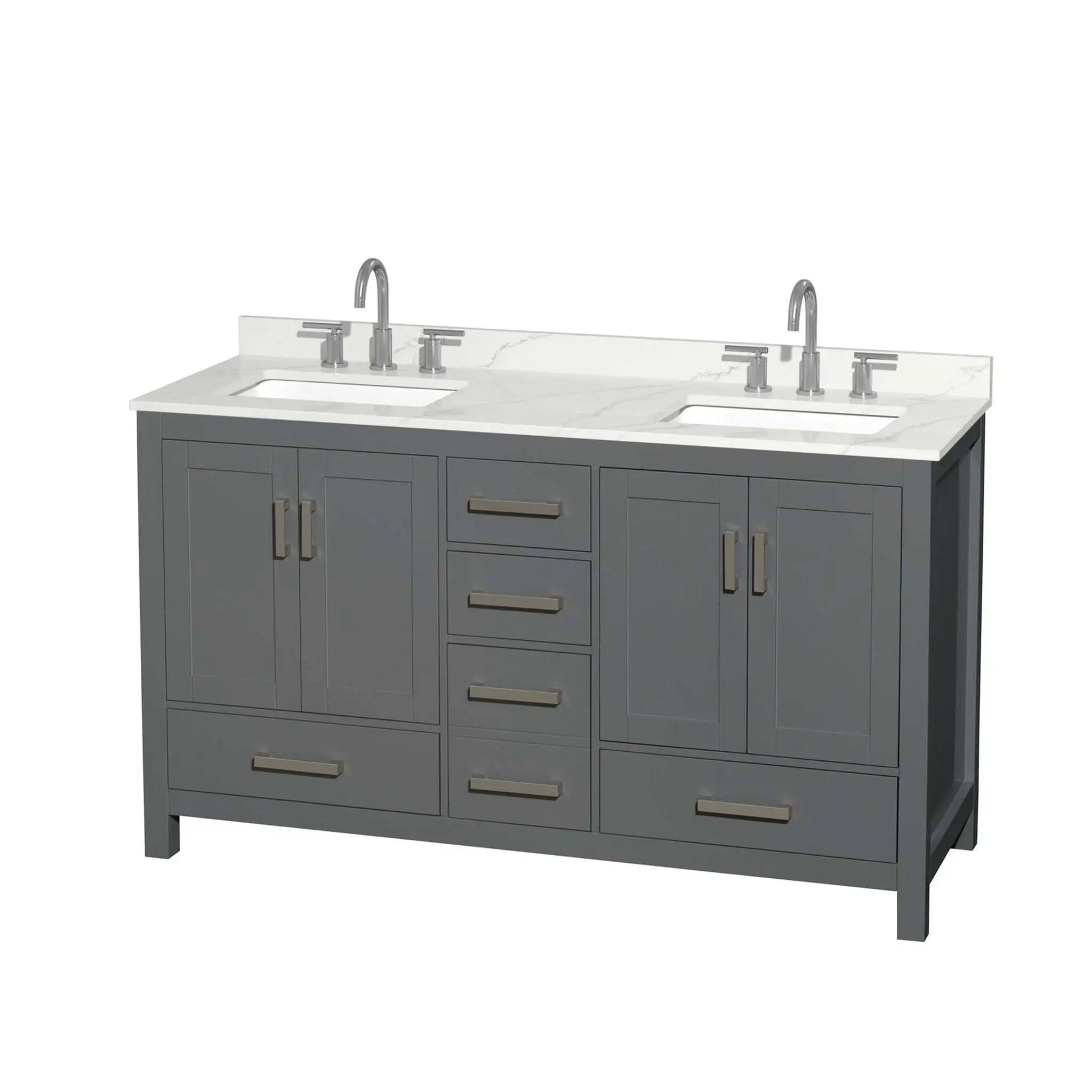60" Sheffield Double Bathroom Vanity in Dark Gray with Brushed Chrome Trim by Wyndham