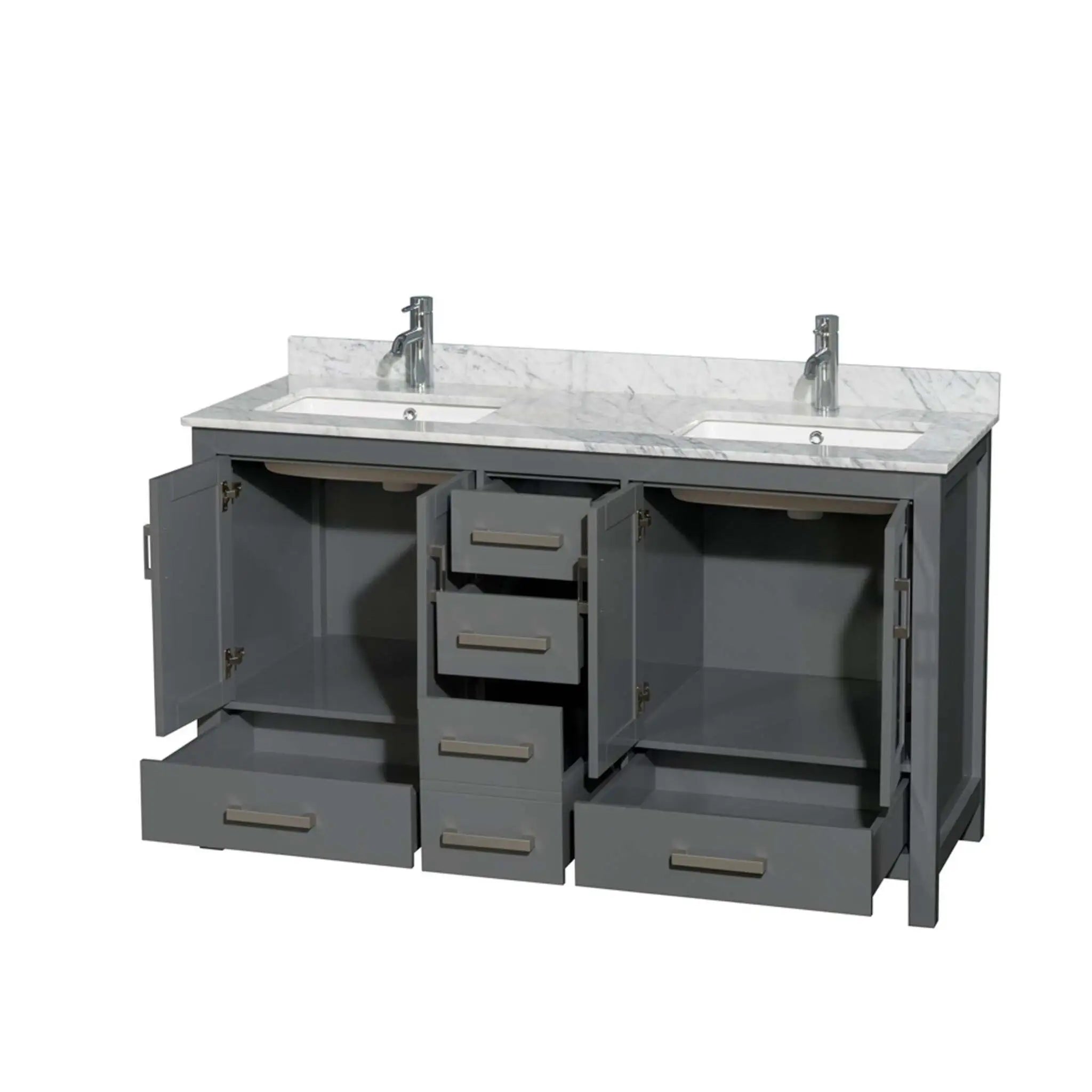 60" Sheffield Double Bathroom Vanity in Dark Gray with Brushed Chrome Trim by Wyndham